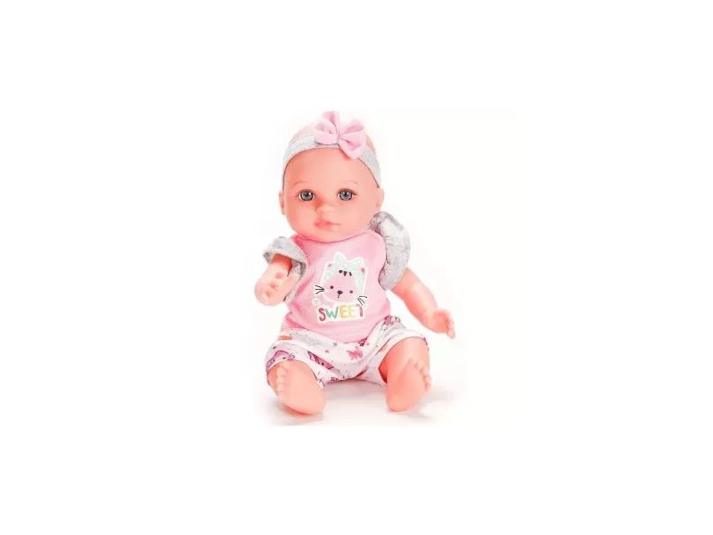 Játékbaba 30 cm hanggal, bölcső és kiegészítők