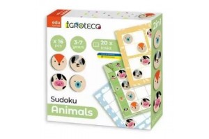 Sudoku fa játék - 16 állatos korong (4x4)