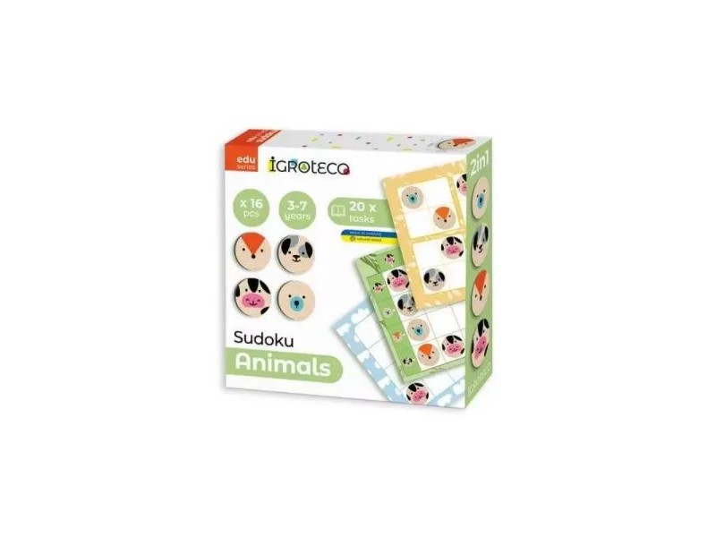 Sudoku fa játék - 16 állatos korong (4x4)
