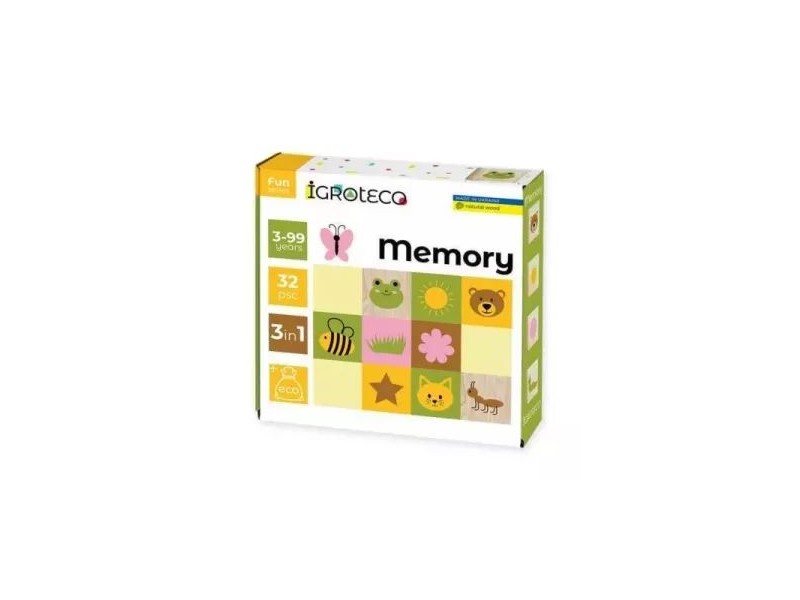 Fa memória játék 32 db - természetes fa kártyák