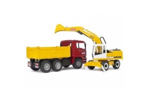 Bruder MAN TGA teherautó kotrógéppel - 35 cm