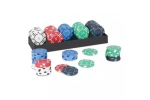 Póker-zseton készlet, 100 db, 5 szín