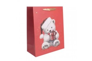 Maci mintás csillámló ajándéktasak - 26x32 cm