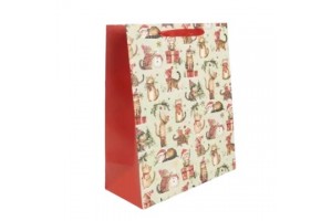 Cicák mikulássapkában mintás ajándéktasak 26x32 cm