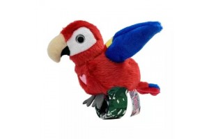 Piros interaktív plüss papagáj - beszélő játék
