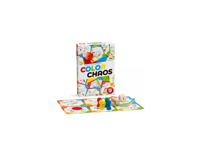 Color Chaos társasjáték doboz és játékelemek