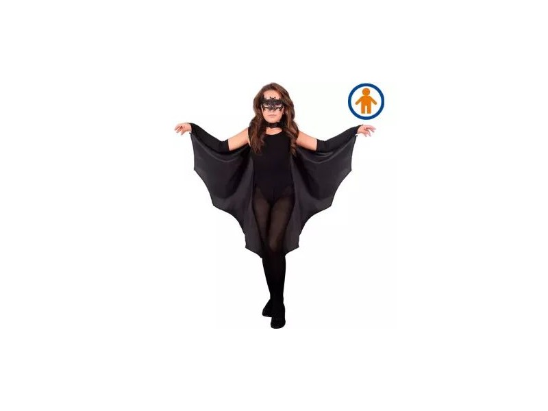 Denevérköpeny jelmez 116 cm - fekete