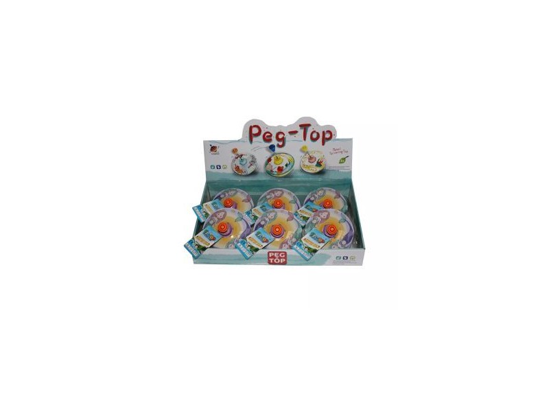Peg-Top fém búgócsiga, 13 cm, sellős mintával