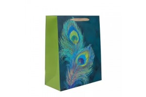 Pávatoll mintás ajándékzacskó 18×23 cm