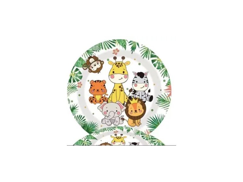 Dzsungel mintás papírtányér - 10 db