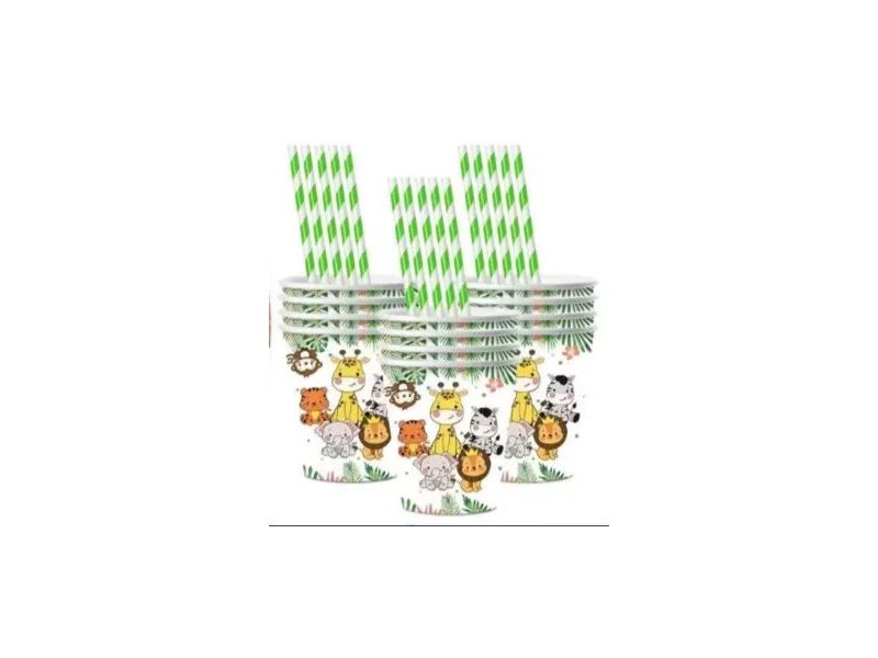 Dzsungel mintás papír pohár készlet - 10 db