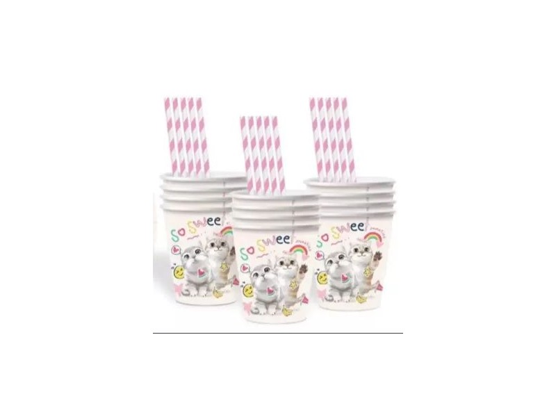 So Sweet! cica mintás papírpoharak - 10 db