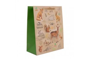 Erdei állat mintás ajándéktasak 18x23 cm