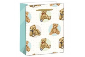 Nosztalgia maci mintás ajándéktasak 18 x 23 cm