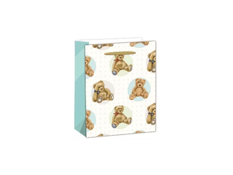 Nosztalgia maci mintás ajándéktasak 18 x 23 cm