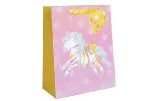 Szivárványos póni mintás csillogó ajándéktasak 26x32