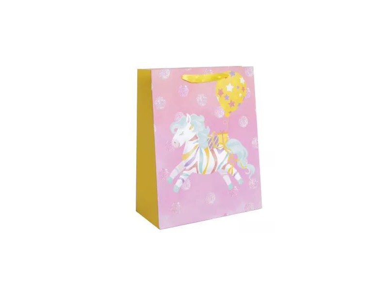 Szivárványos póni mintás csillogó ajándéktasak 26x32