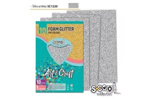 Ezüst glitteres A4 dekorgumi, 10 db