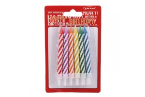 Színes spirál születésnapi gyertyák 12 db tartóval