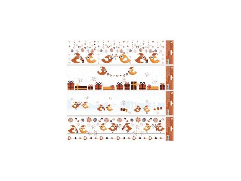 Karácsonyi madárkák ablakmatrica, 64×15 cm