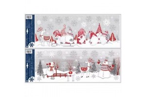 Manó és hóember csillogó ablakmatrica 60x23 cm