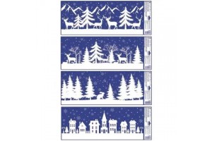 Téli táj csillogó ablakmatrica 60x23 cm