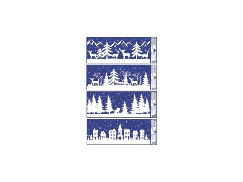 Téli táj csillogó ablakmatrica 60x23 cm