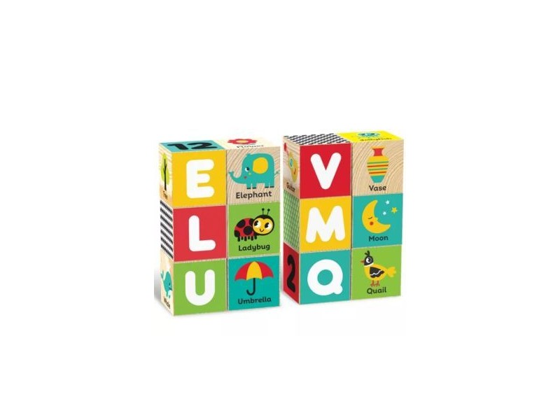 Kids Hits ABC fakocka, 12 db — színes fa kockák