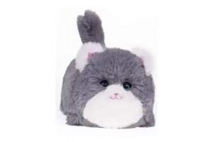 Szürke interaktív plüss cica — pislog és csóválja a farkát