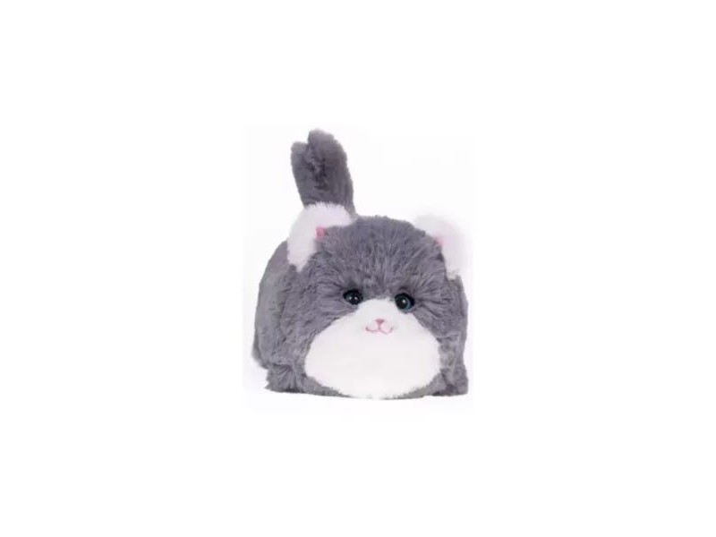 Szürke interaktív plüss cica — pislog és csóválja a farkát