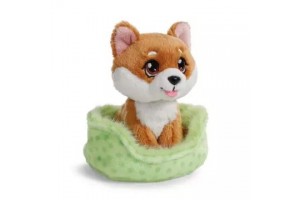 Nici Green Shiba Inu plüss 12 cm kosárban