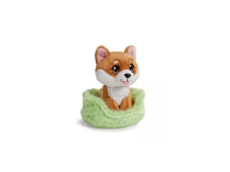 Nici Green Shiba Inu plüss 12 cm kosárban