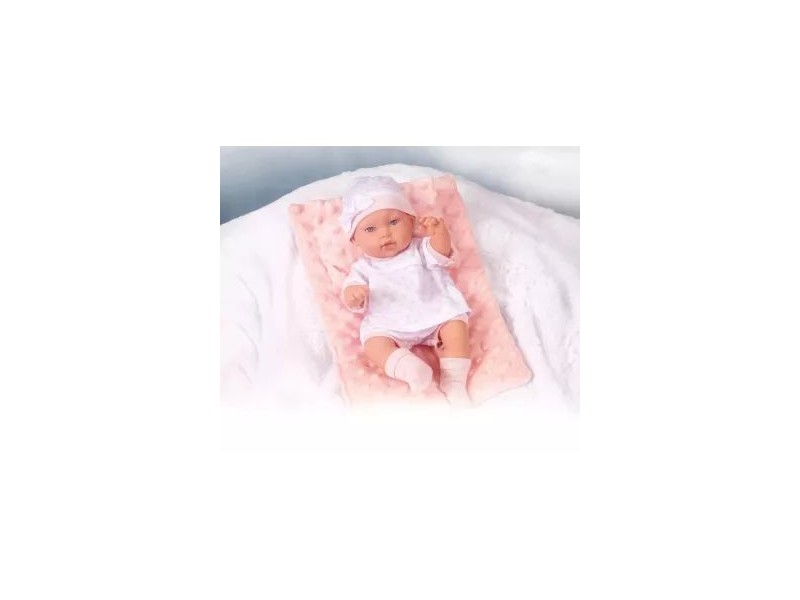 Puha játékbaba dobozban, pink - 33 cm