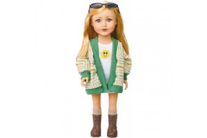 Trendi játékbaba divatos ruhában