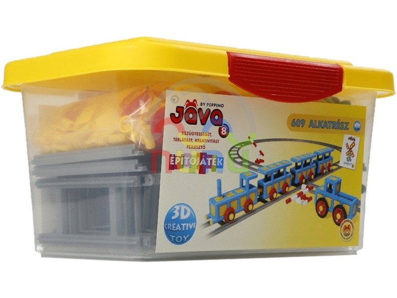 Jáva 8 építőjáték — 609 elem, sínek és kerekek