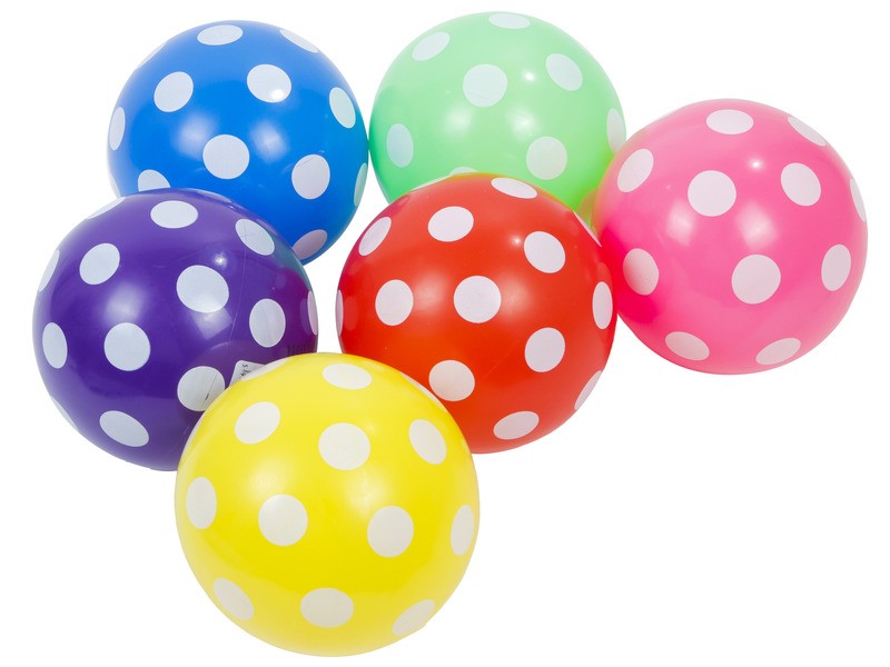 140mm pöttyös gumilabda — sárga/lila/kék/piros