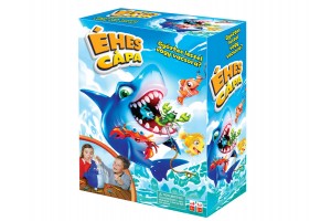 Éhes cápa társasjáték - doboz és játékelemek