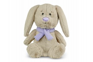 Fényes orrú 25 cm plüss nyuszi lila sállal