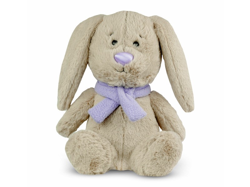 Fényes orrú 25 cm plüss nyuszi lila sállal