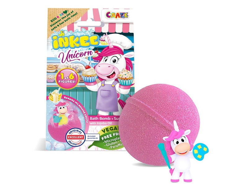 Inkee fürdőgolyó unikornissal, banán illat