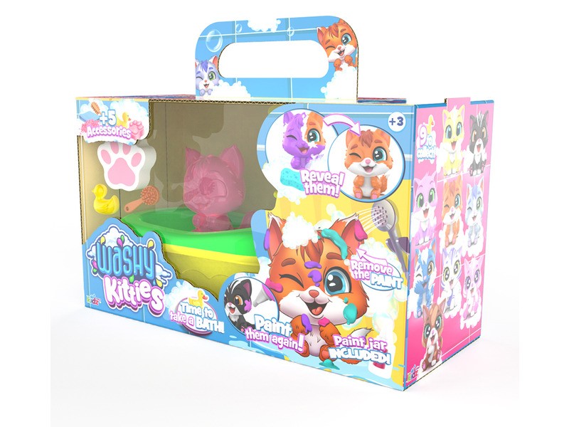 Pinki pancsoló cica mini fürdőkáddal