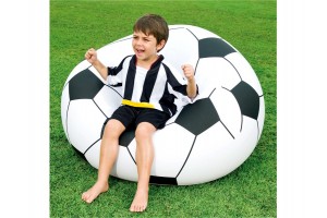 Felfújható focis fotel 1,12 m, fekete-fehér