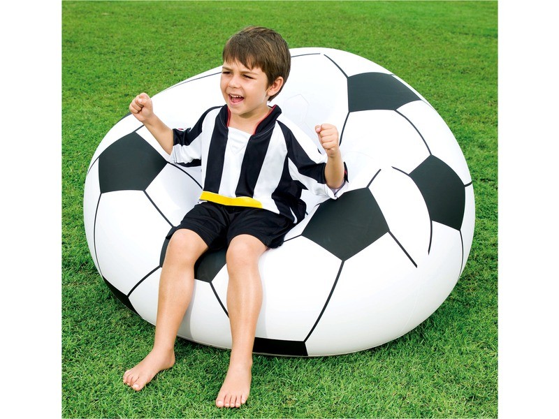 Felfújható focis fotel 1,12 m, fekete-fehér