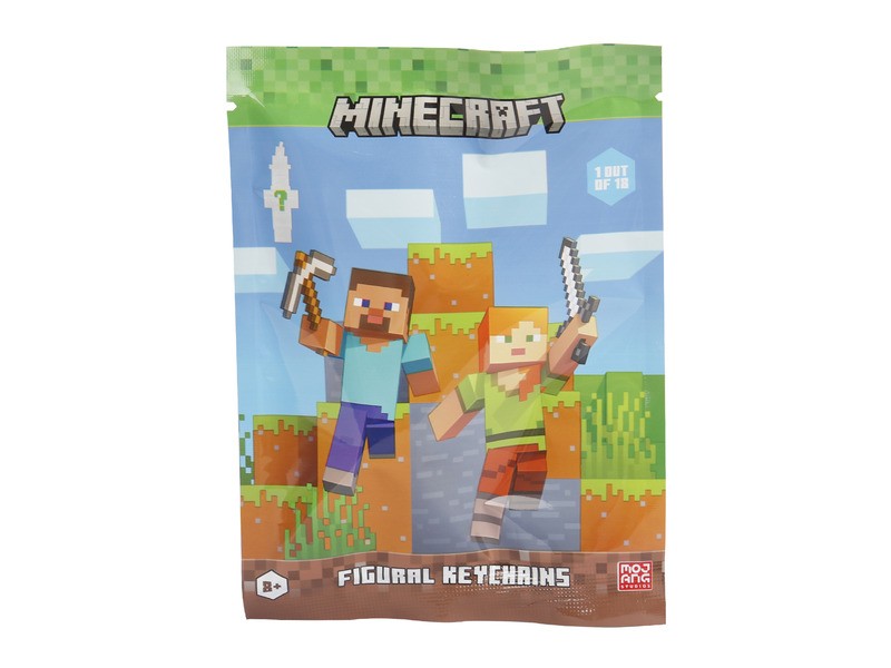 Minecraft figura kulcstartó tasakban – meglepetés mini figura