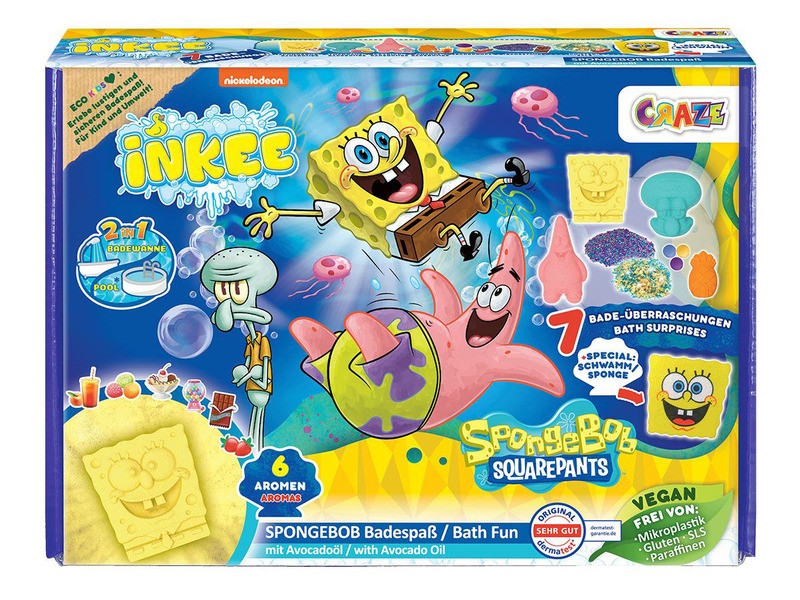 Inkee vegán fürdő szett – nagy SpongyaBob mintával