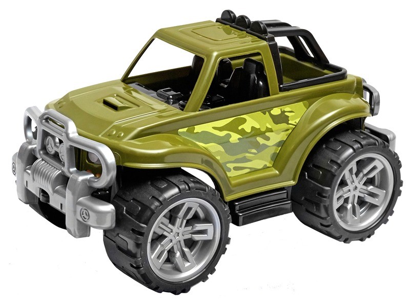 Műanyag katonai terepjáró 35 cm - zöld, nagy kerekek