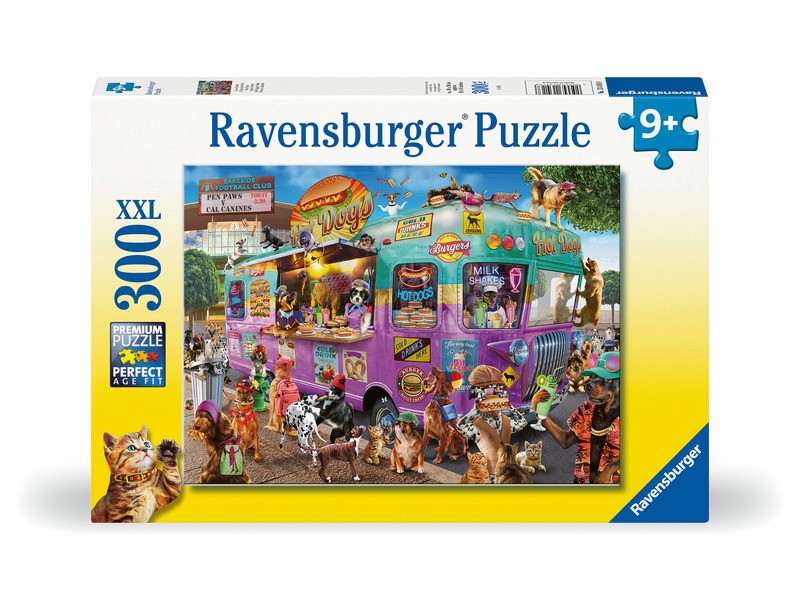 Puzzle 300 db - Hot-dog árus kutyusok