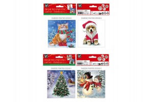 Karácsonyi gyémántfestős üdvözlőlapok 13x13 cm, 2 db