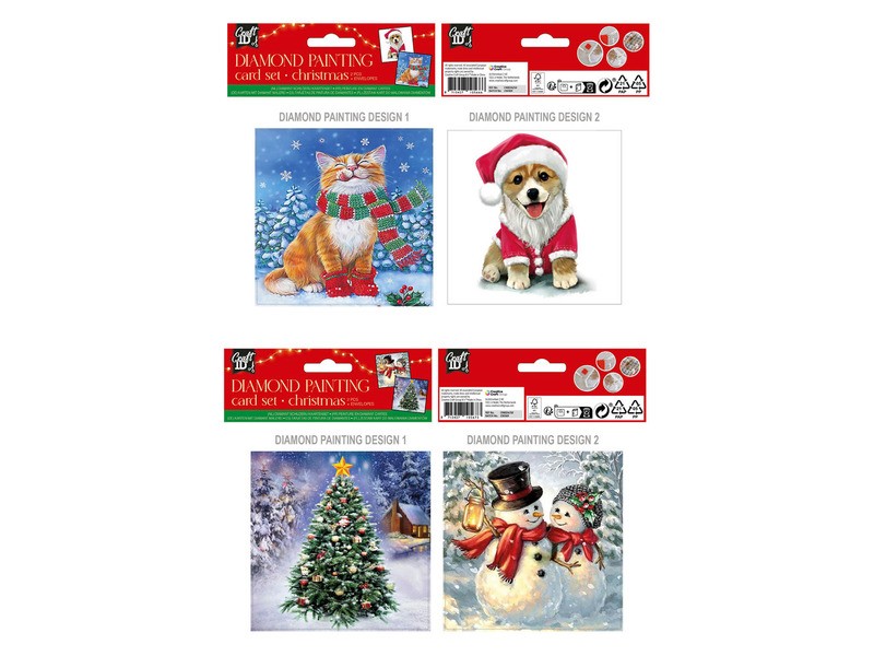 Karácsonyi gyémántfestős üdvözlőlapok 13x13 cm, 2 db