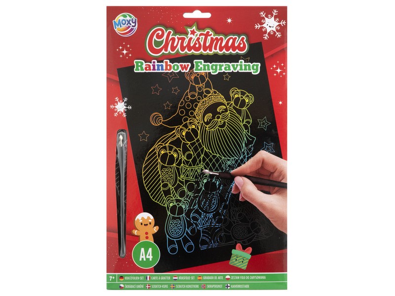 Karácsonyi képkarcoló A4 — arany és ezüst